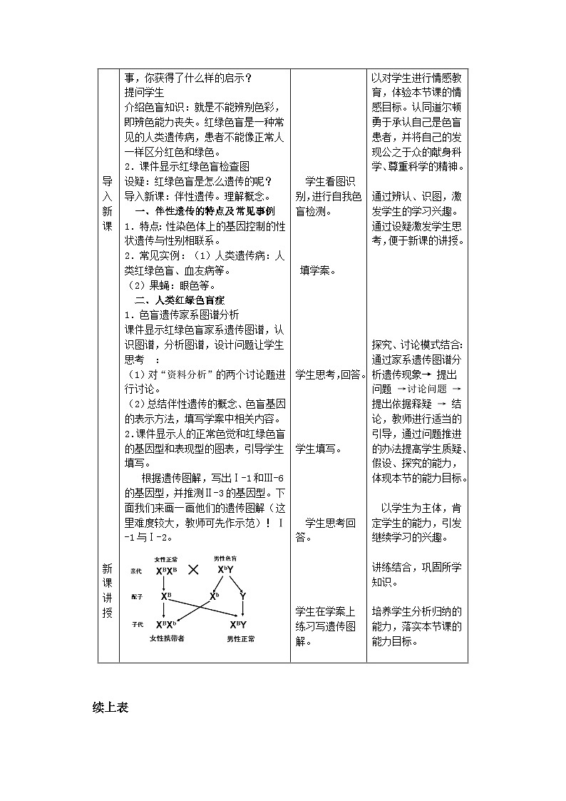 高中生物第二章基因和染色体的关系2.3伴性遗传A教案新人教版必修203