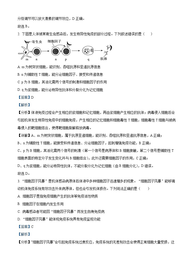 湖北省十堰市区县普通高中联合体2023-2024学年高二上学期12月联考生物试题（Word版附解析）第2页