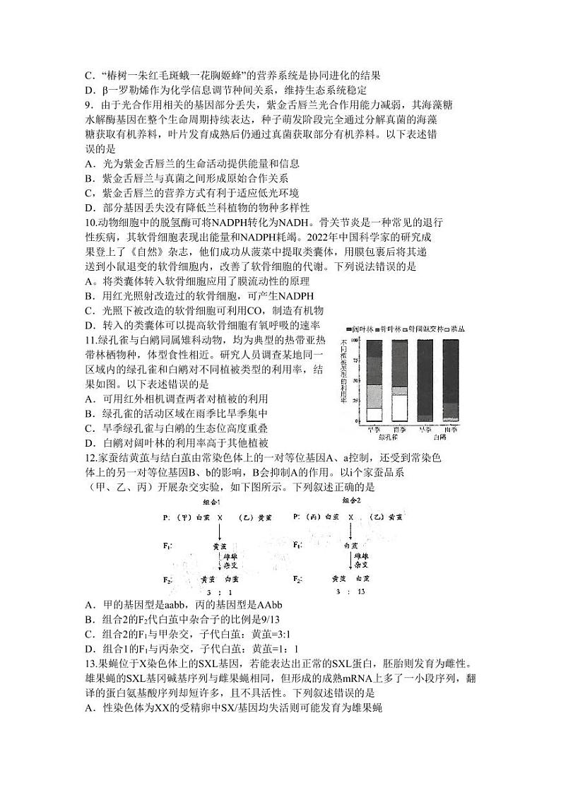2024福州市高三年级第一次质量检测生物试卷（附答案）02