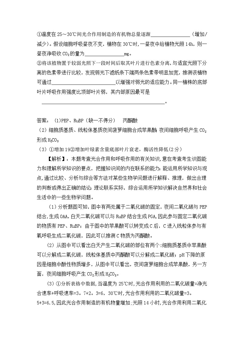 备课素材知识点：景天酸代谢- 高中生物人教版必修1第2页