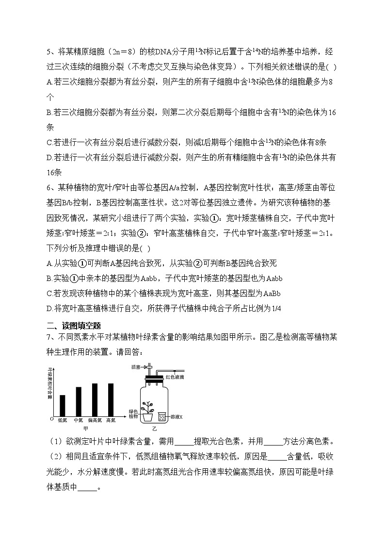 四川省仁寿第一中学南校区2024届高三上学期12月月考生物试卷(含答案)02