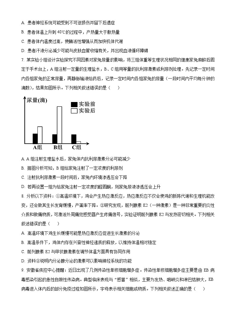 2024安徽省江淮名校高二上学期12月联考生物试题含解析03