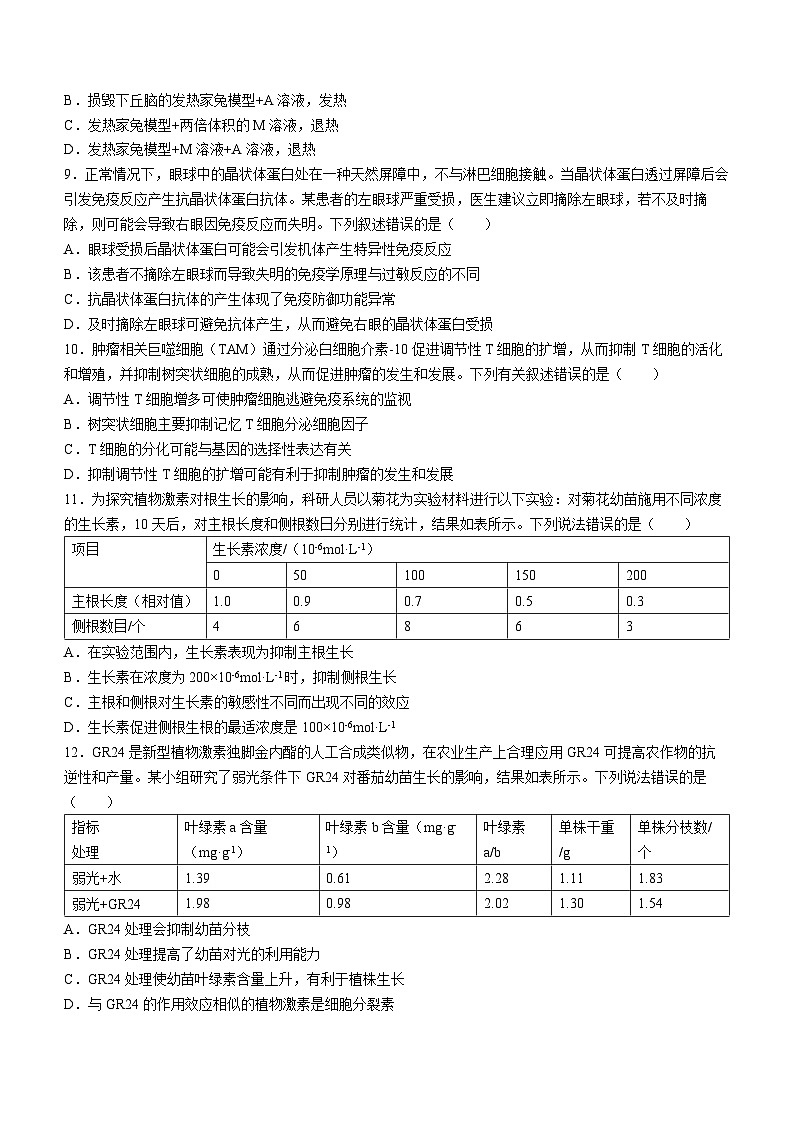 河北省邢台市部分重点高中2023-2024学年高二上学期1月期末生物试卷（Word版附答案）第3页