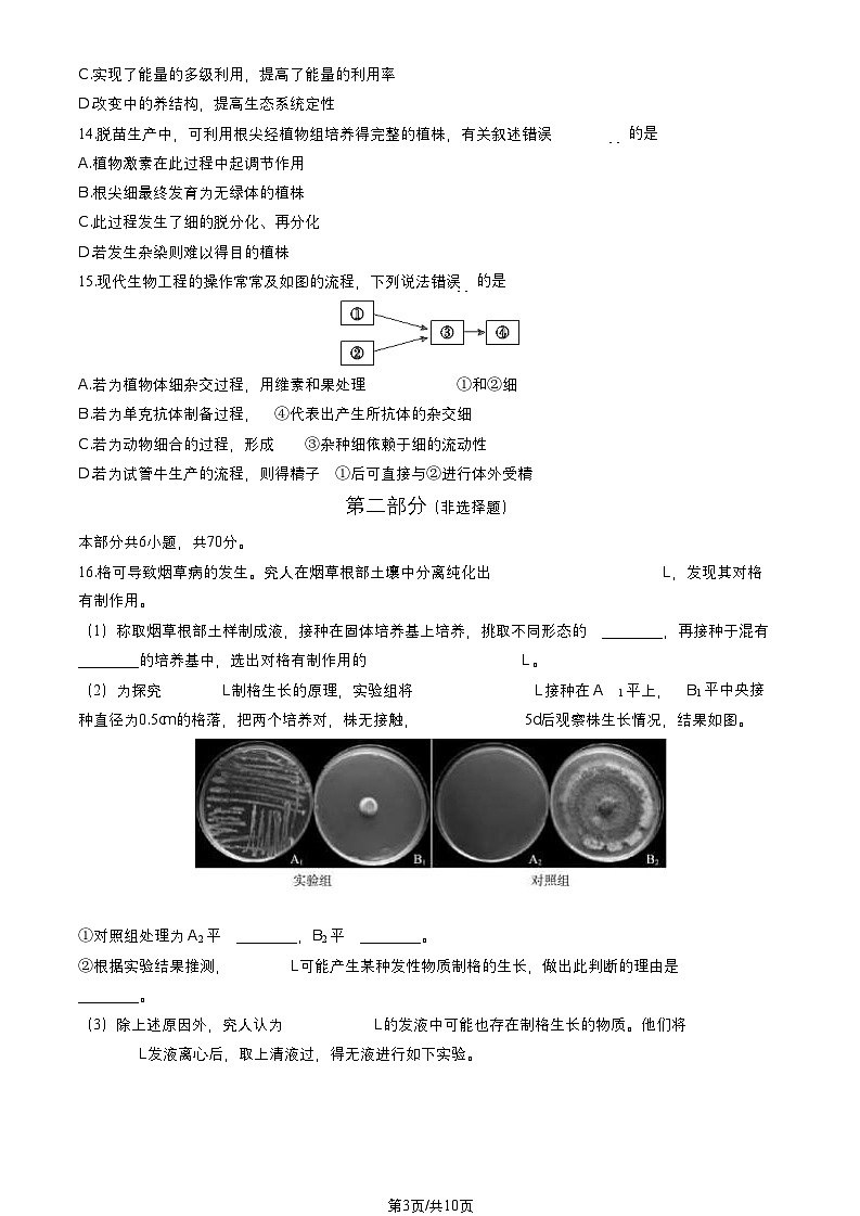 北京大兴区高三生物期末试卷及答案03