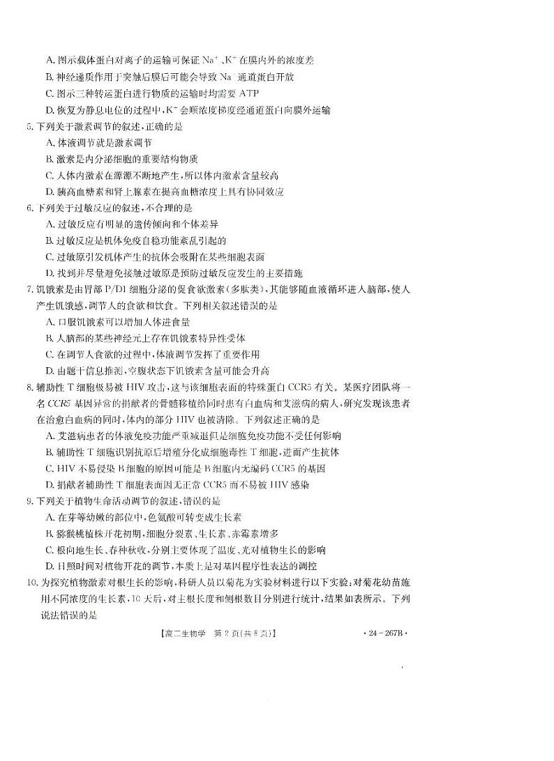 辽宁省抚顺市六校协作体2023-2024学年高二上学期期末生物试题（PDF版附解析）02
