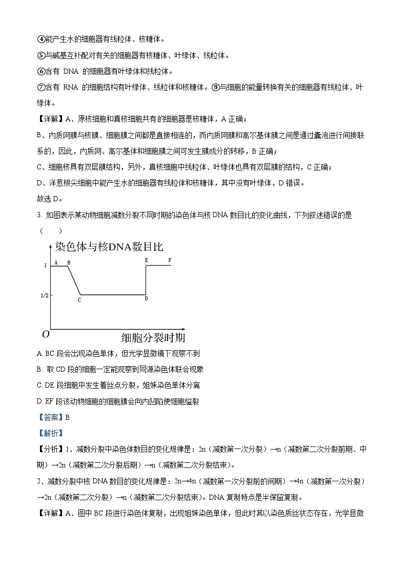 西藏林芝市2023-2024学年高三上学期期末生物试题02