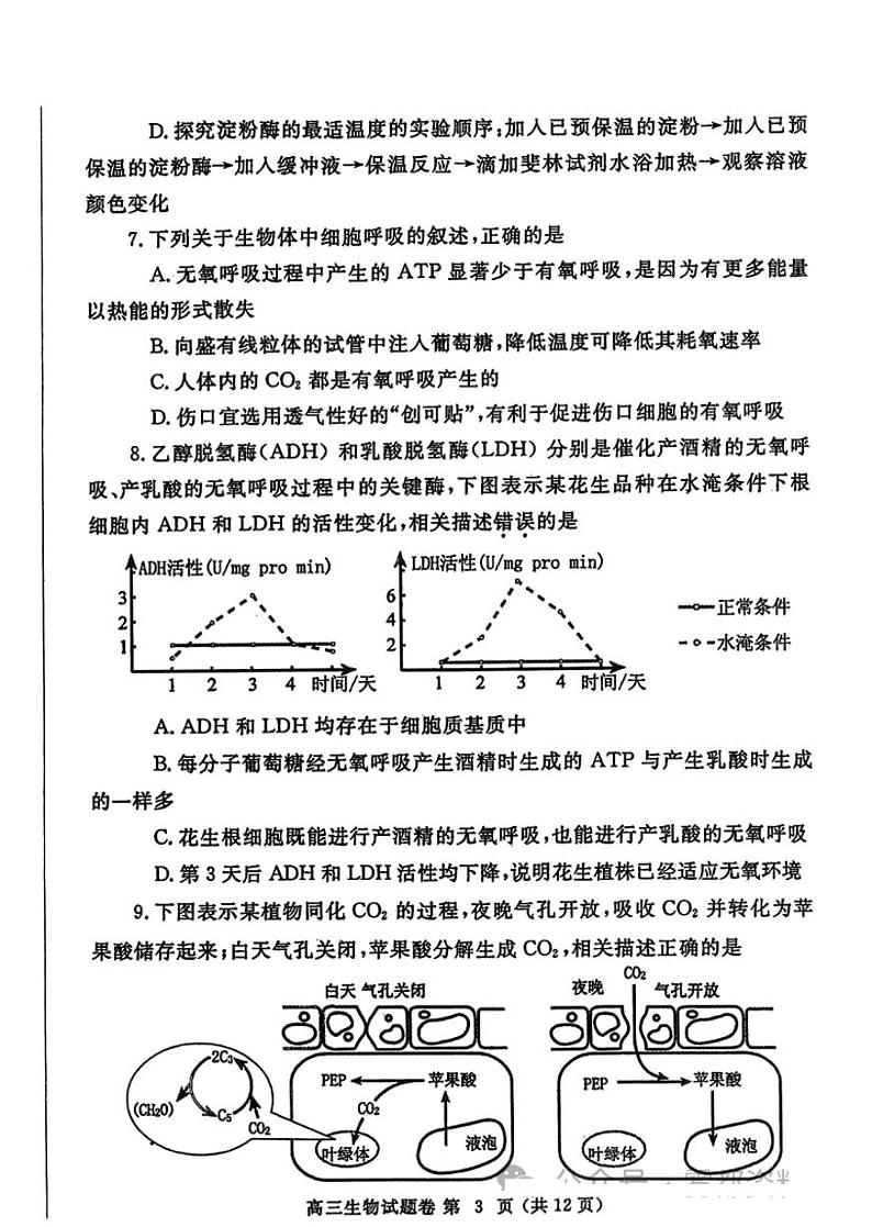 生物-2024届河南省郑州市高三上学期一模考试03