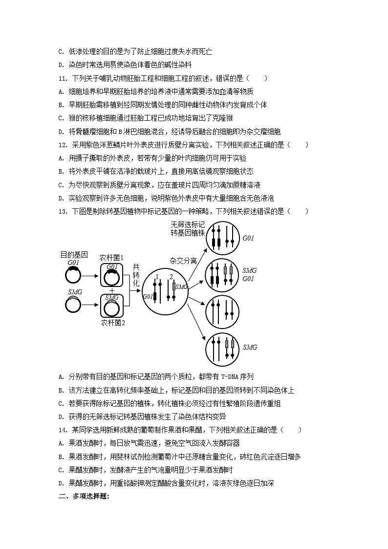 2021年江苏普通高中学业水平选择性考试生物真题及答案03