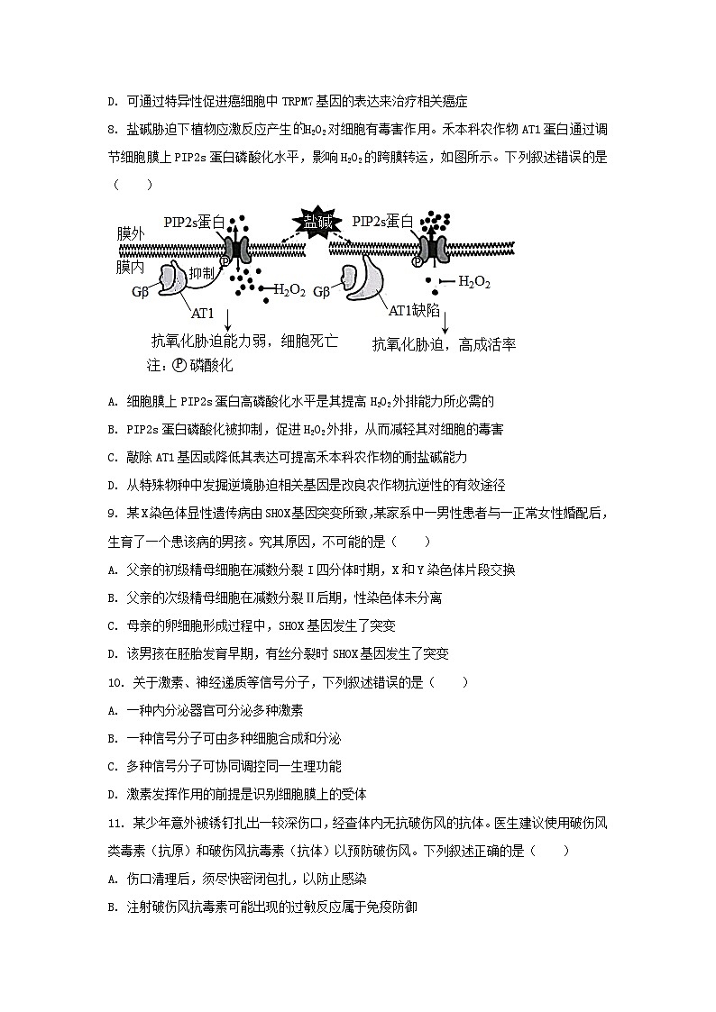 2023年湖南普通高中学业水平选择性考试生物真题及答案03