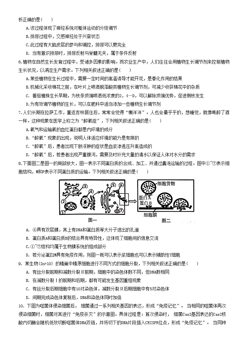 吉林省白山市2024届高三第一次模拟考试生物02