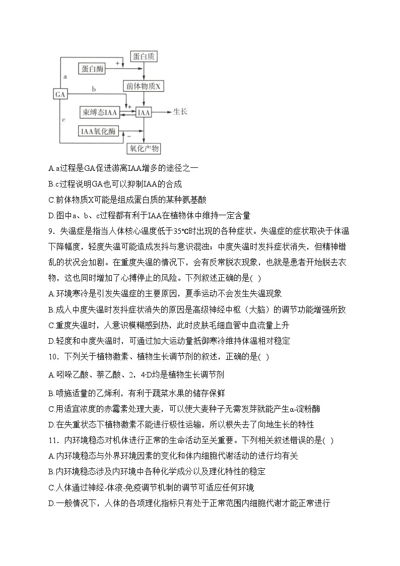 新疆维吾尔自治区乌鲁木齐市重点中学2022-2023学年高二上学期期中生物试卷(含答案)03