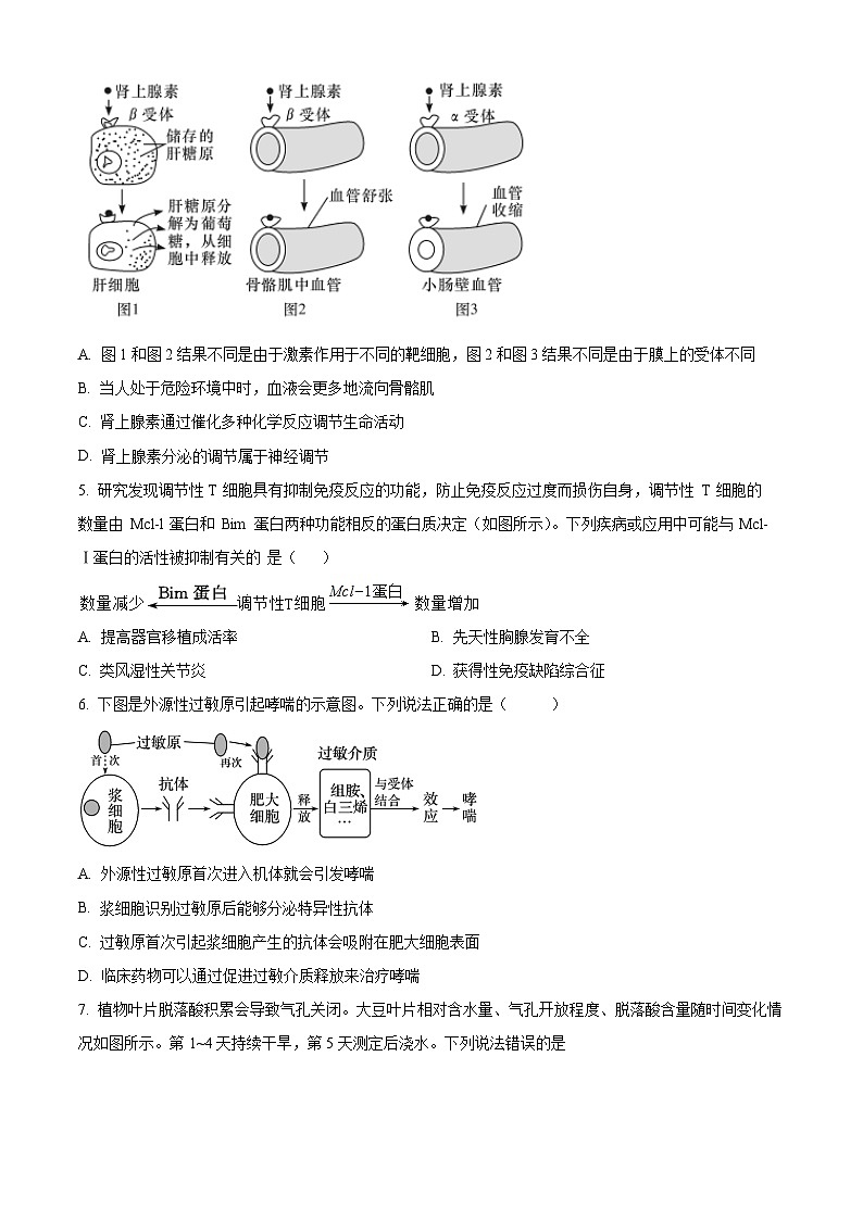 湖南省长沙市长郡中学2021-2022学年高二上学期期末生物试题1（原卷版）02