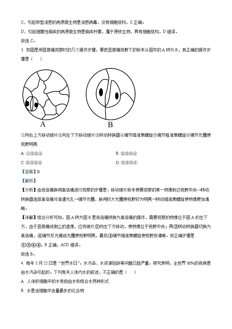 辽宁省辽西联合校2023-2024学年高一上学期期中生物试题02