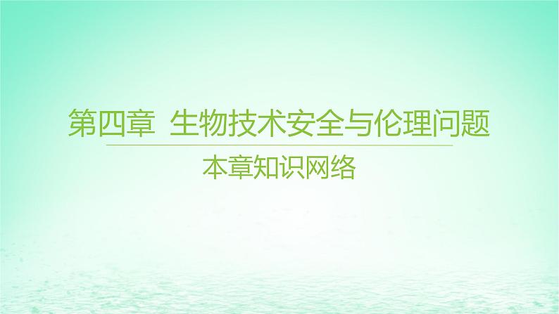 江苏专版2023_2024学年新教材高中生物第四章生物技术安全与伦理问题本章知识网络课件苏教版选择性必修3第1页