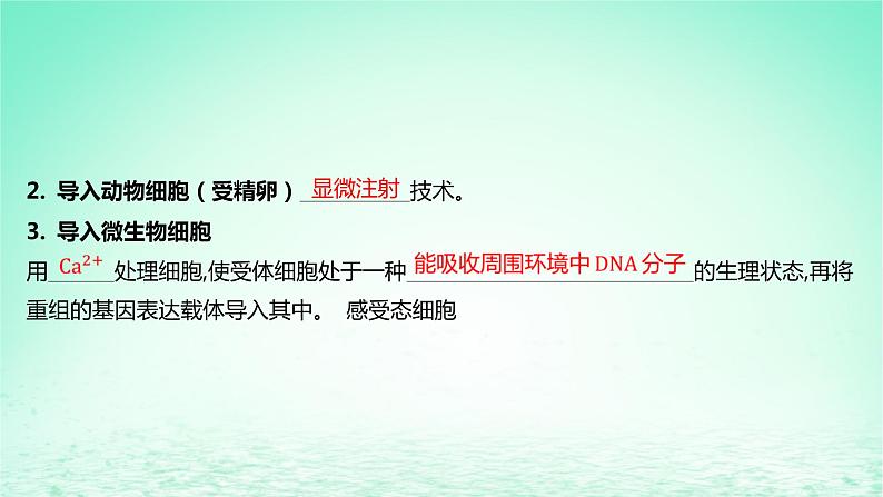 江苏专版2023_2024学年新教材高中生物第3章基因工程第2节基因工程的基本操作程序第2课时将目的基因导入受体细胞并进行检测与鉴定课件新人教版选择性必修306