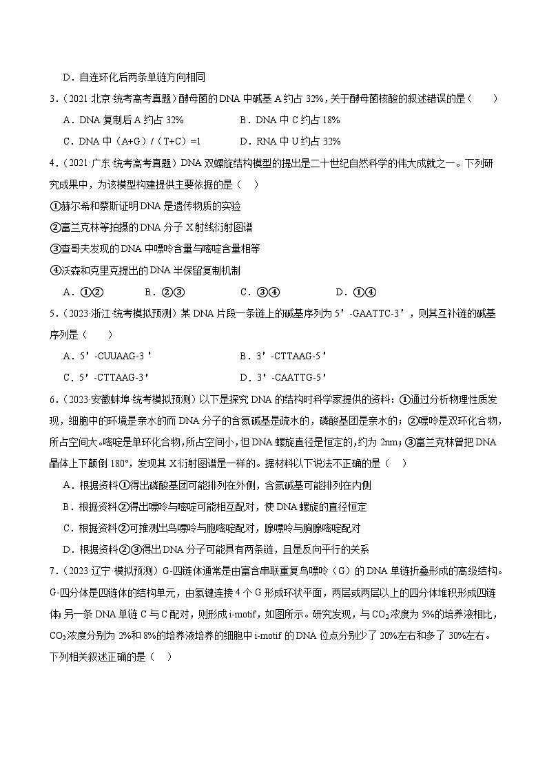 考点通关卷21 DNA分子的结构、复制与基因的本质（原卷版）第2页
