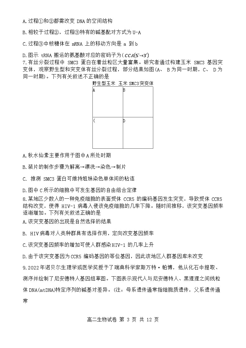 重庆市巴蜀中学2023-2024学年高二上学期1月期末生物试题（Word版附解析）03
