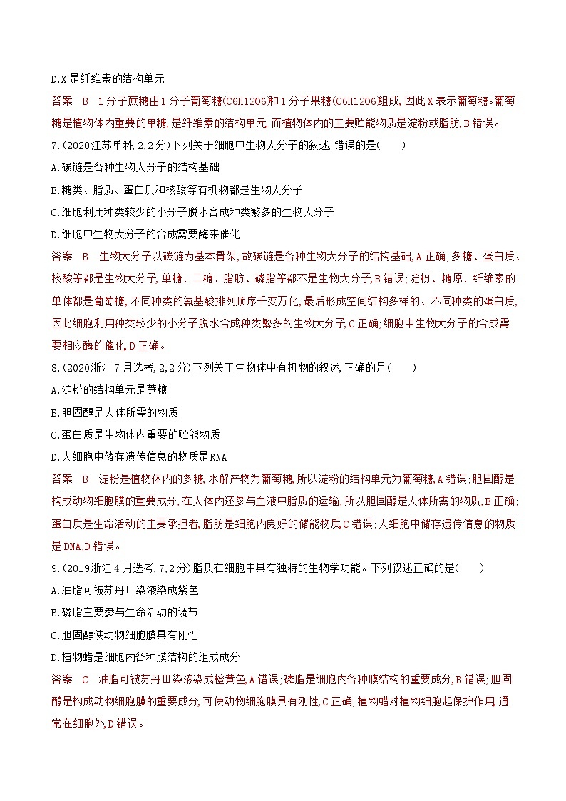 【寒假作业】人教版（2019）高中生物 高一寒假巩固专题训练 作业01 细胞的组成和结构-练习.zip03