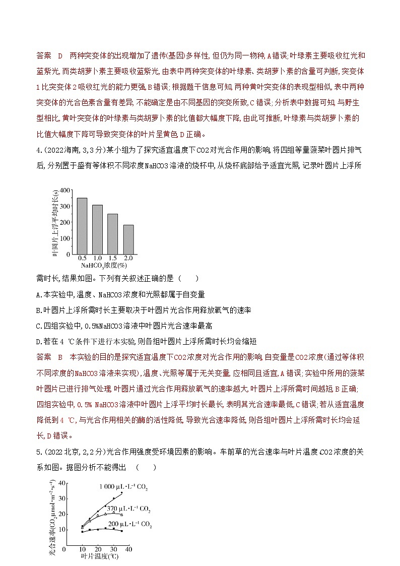 【寒假作业】人教版（2019）高中生物 高一寒假巩固专题训练 作业05 光合作用（解析版）第2页