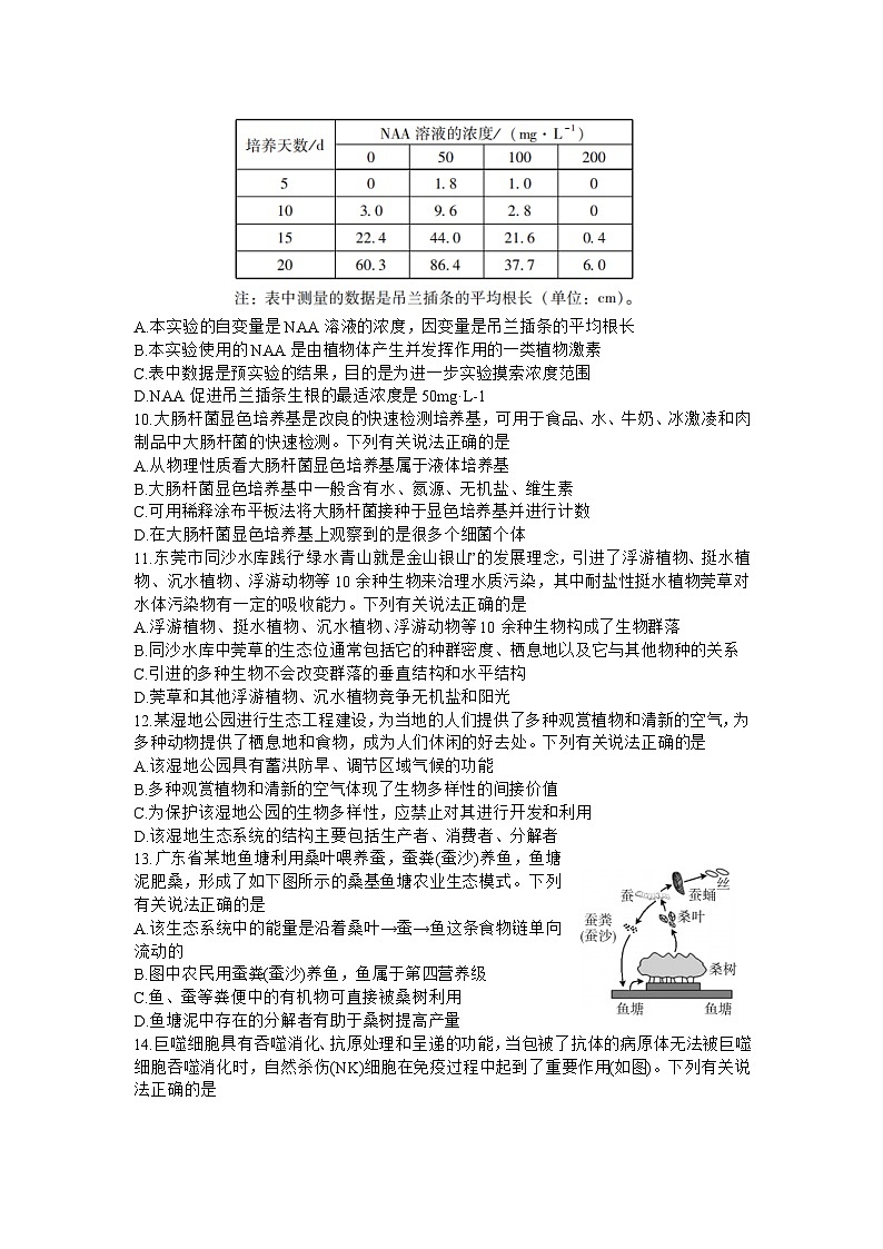 广东省肇庆市2024届高三上学期第二次教学质量检测生物试题（Word版附答案）03