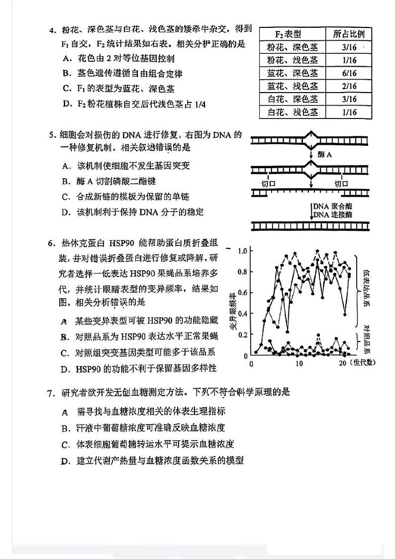北京市西城区2024届高三上学期期末生物试卷及答案第2页