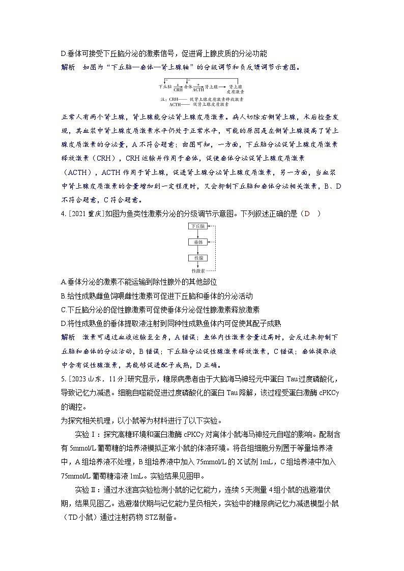 备考2024届高考生物一轮复习强化训练第八章动物和人体生命活动的调节课时4体液调节的过程02