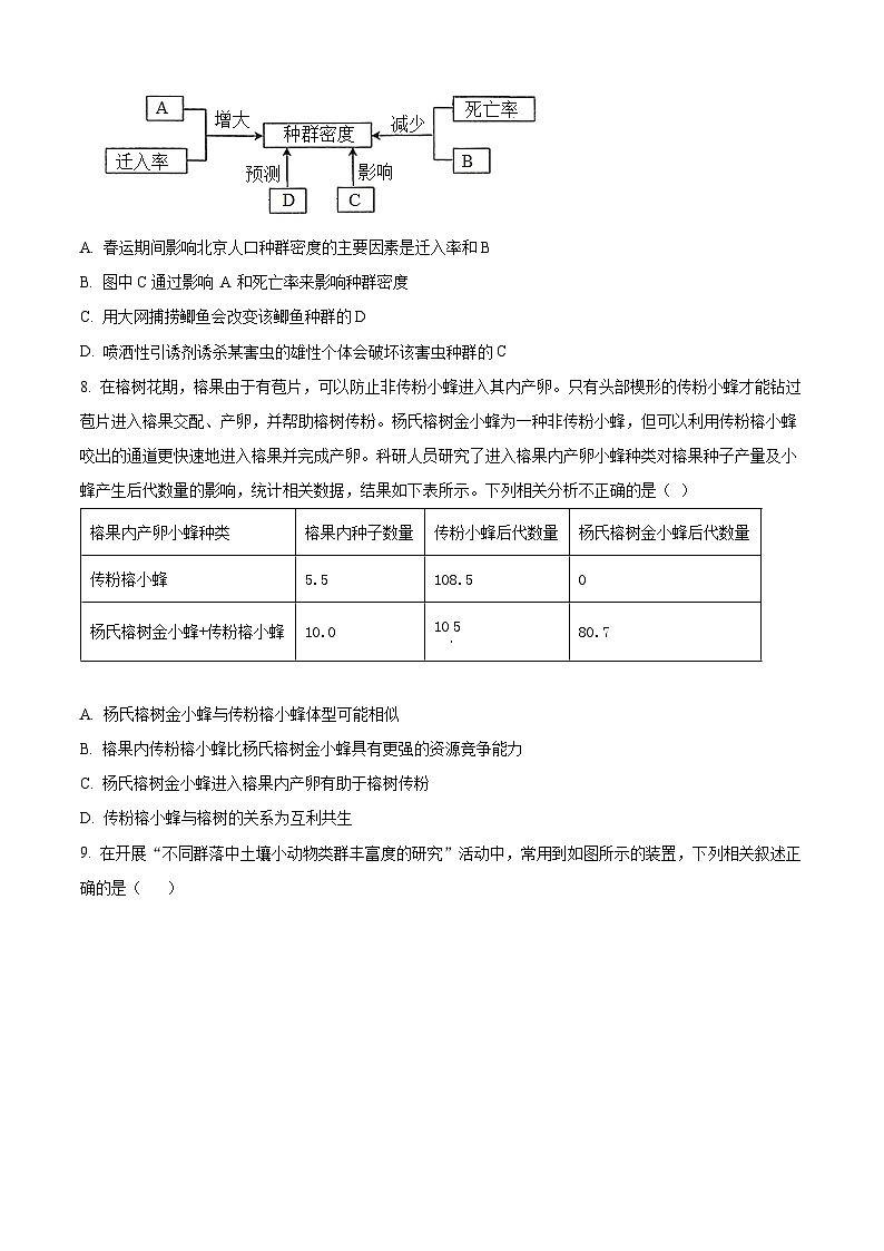 2024益阳高二上学期期末考试生物试题含解析03