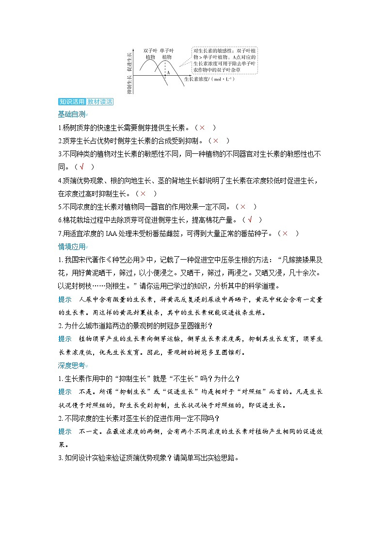 备考2024届高考生物一轮复习讲义第九章植物生命活动的调节课时1植物生长素及其生理作用考点2生长素的生理作用及其特性第2页