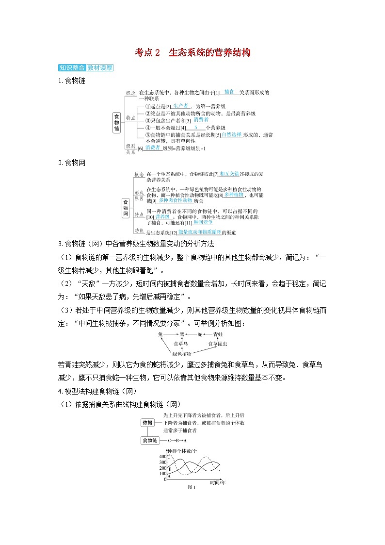 备考2024届高考生物一轮复习讲义第十章生物与环境课时5生态系统的结构考点2生态系统的营养结构第1页
