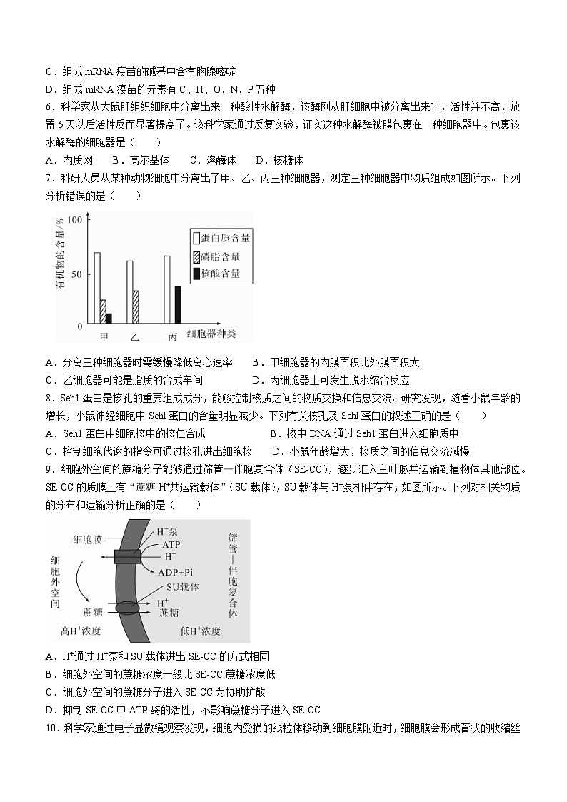 江西省吉安市2023-2024学年高一上学期1月期末生物试题（Word版含解析）02