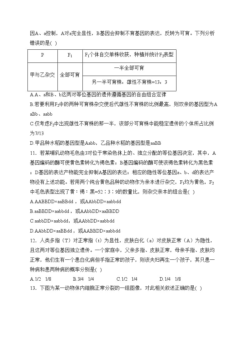 西安市长安区第一中学2022-2023学年高一下学期期中考试生物试卷(含答案)第3页