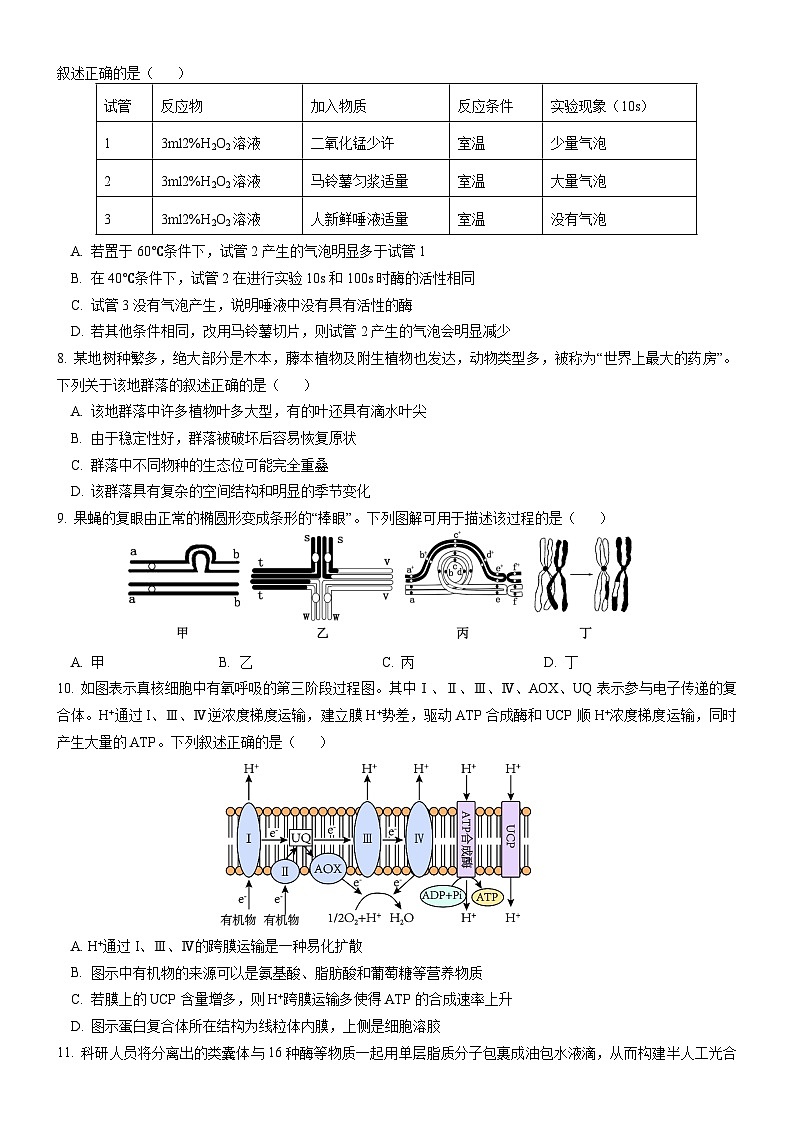 25，浙江省杭州市建德市严州中学2023-2024学年高二上学期12月学情检测生物试题02