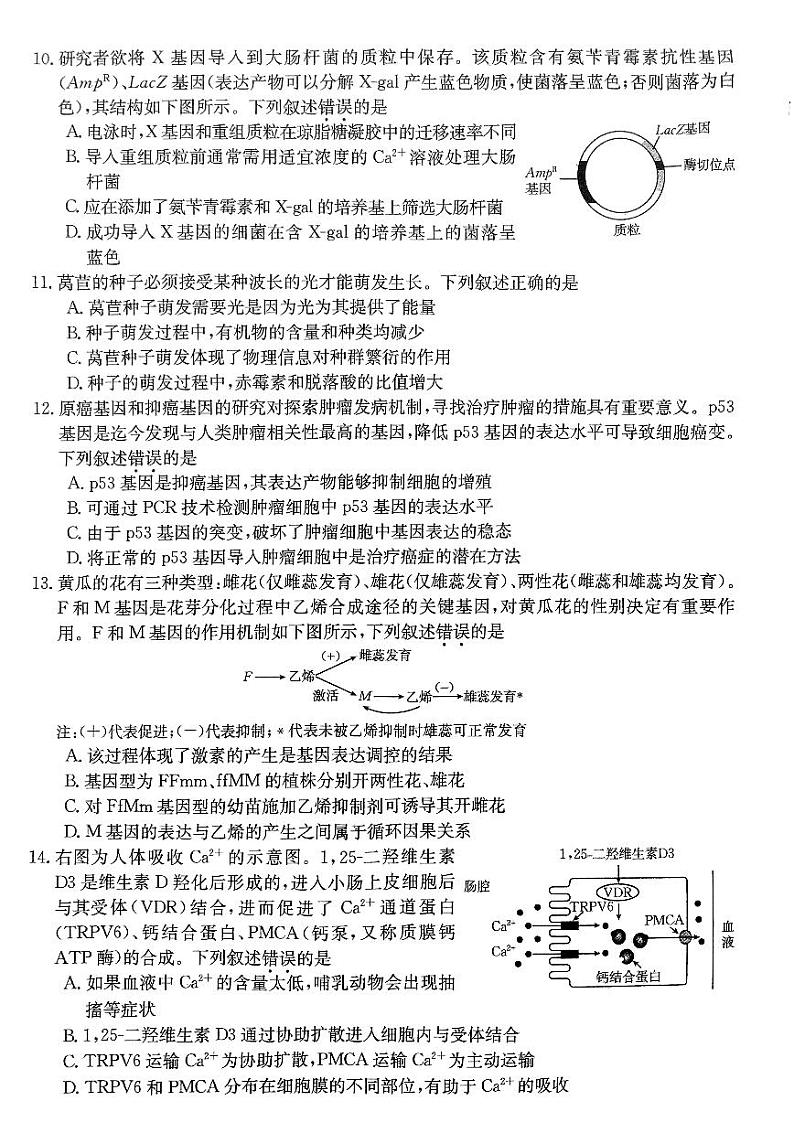 16，广东省深圳市宝安区2023——2024学年高三上学期期末考试生物试题第3页