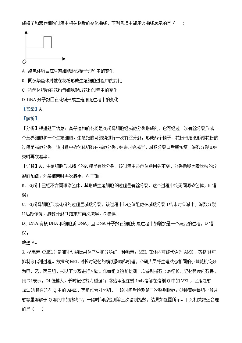 湖北省荆州市沙市中学2023-2024学年高二1月期末生物试题含解析第2页