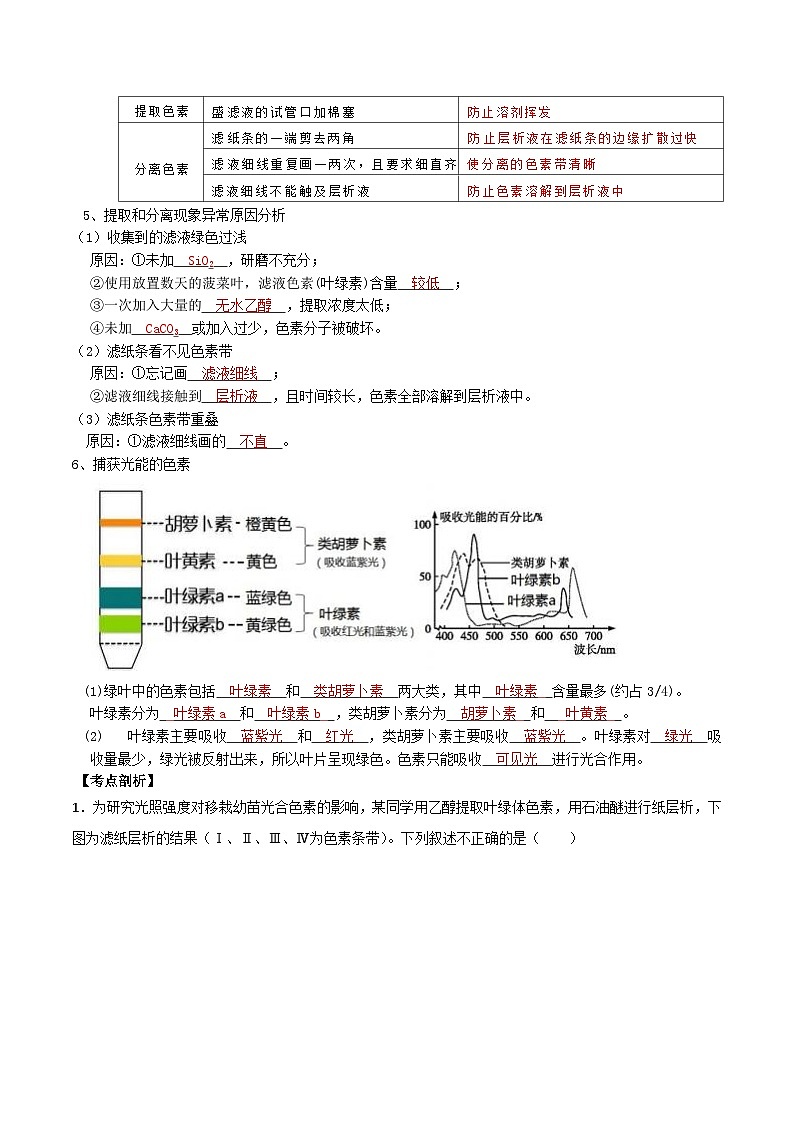 第05讲 光合作用及光合呼吸的联系-【寒假衔接讲义】高一生物寒假讲义练习02