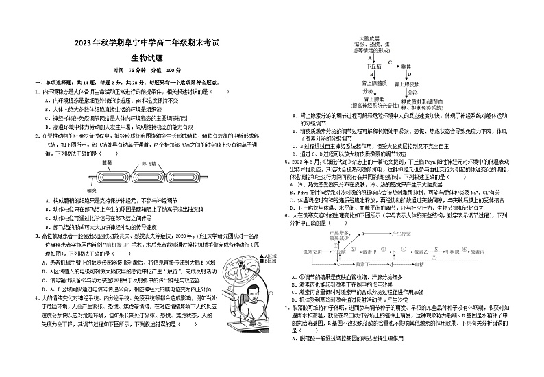 2024江苏省阜宁中学高二上学期期末考试生物含答案第1页