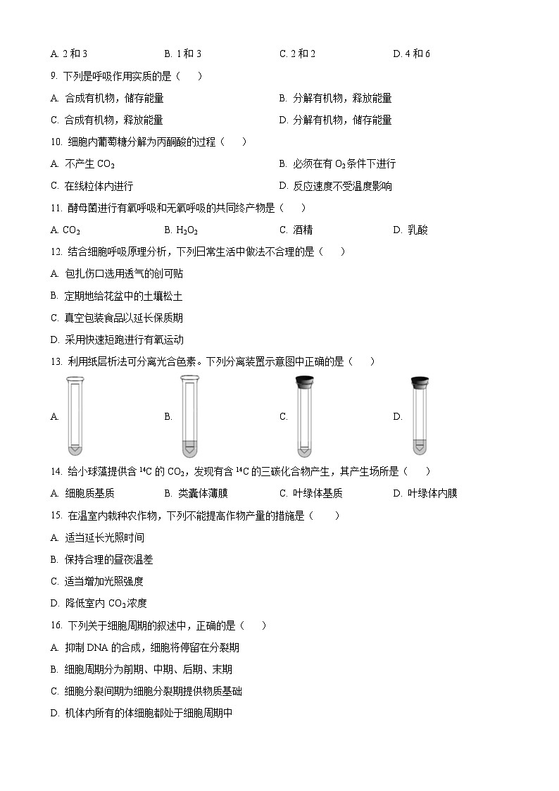 北京市通州区2023-2024学年高一上学期期末质量检测生物试题（Word版附解析）02