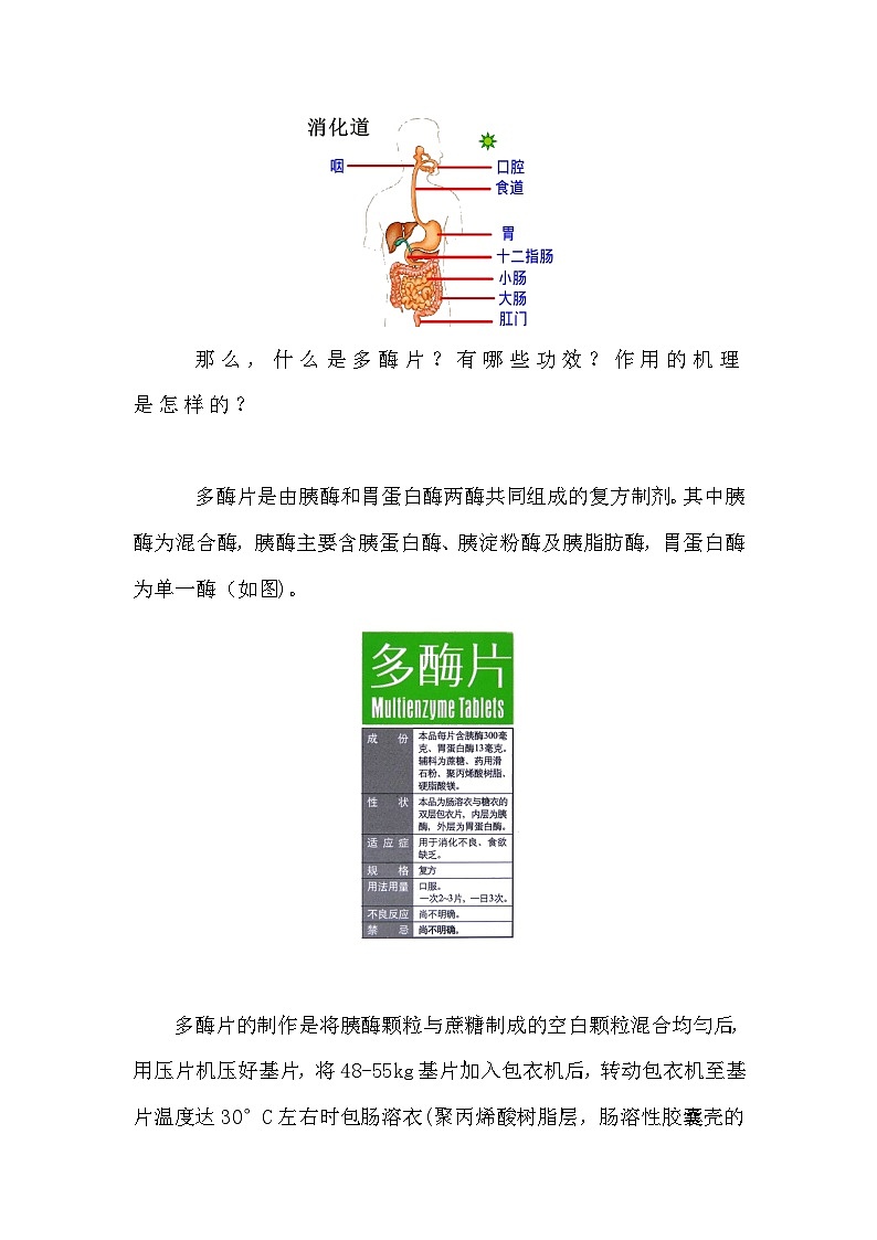 备课素材知识点：多酶片及其功效  高中生物人教版必修1第2页