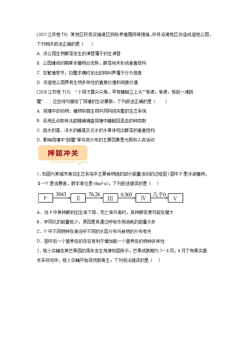 押江苏卷第13题 生态系统-备战高考生物临考题号押题（江苏卷）03