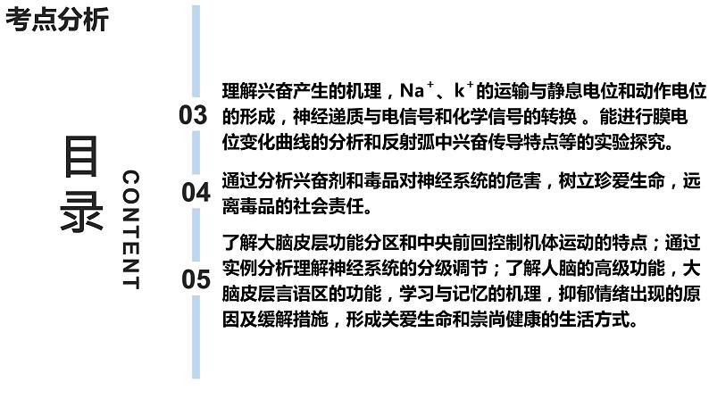 新教材备战高考生物一轮复习全考点精讲课堂  第24讲 神经冲动的产生和传导、神经系统的分级调节及人脑的高级功能（课件）04