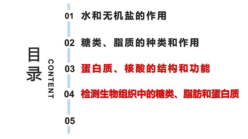 新教材备战高考生物一轮复习全考点精讲课堂  第01讲 组成细胞的分子（课件）03