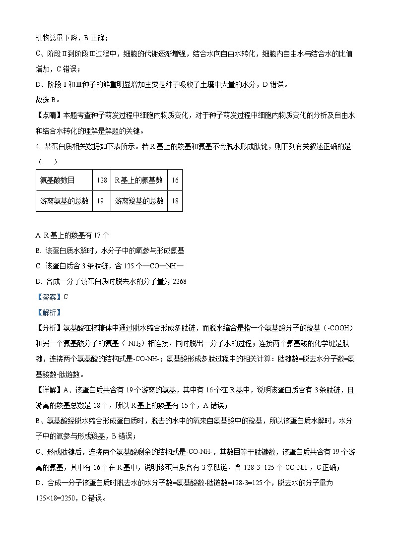 江西省新余市一中2023-2024学年高一上学期期末生物试题（Word版附解析）第3页