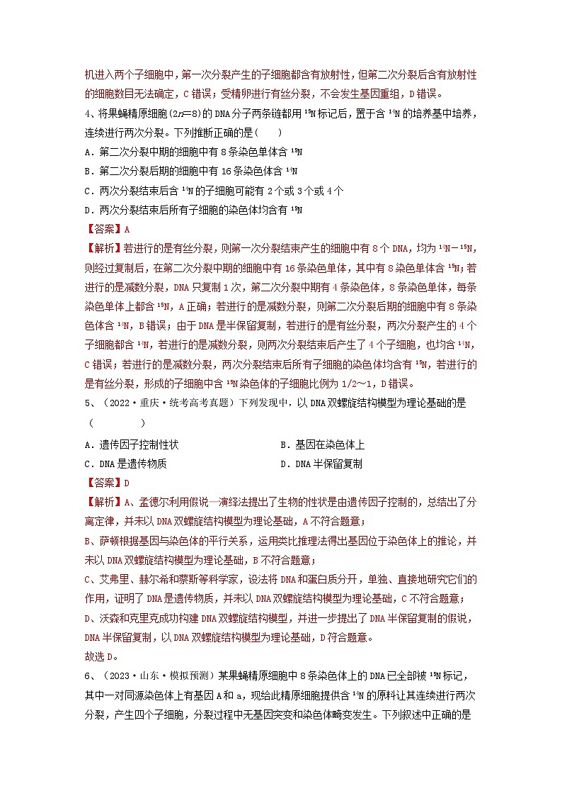 专题18 DNA分子的结构、复制及基因的本质（精练）（解析版）第2页