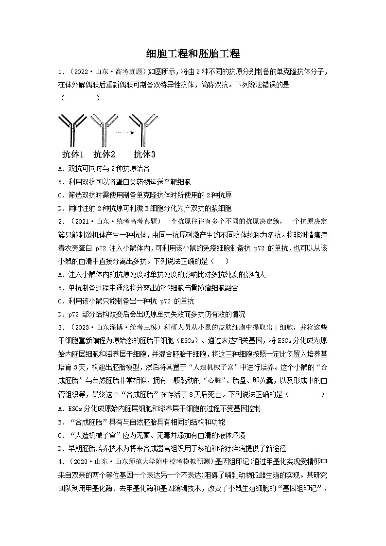 专题33 细胞工程和胚胎工程（精练）-备战高考生物一轮复习串讲精练（新高考专用）01