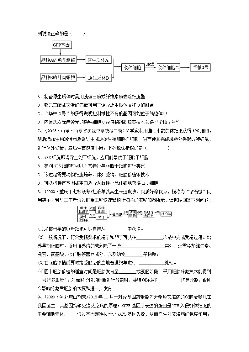 专题33 细胞工程和胚胎工程（精练）-备战高考生物一轮复习串讲精练（新高考专用）03
