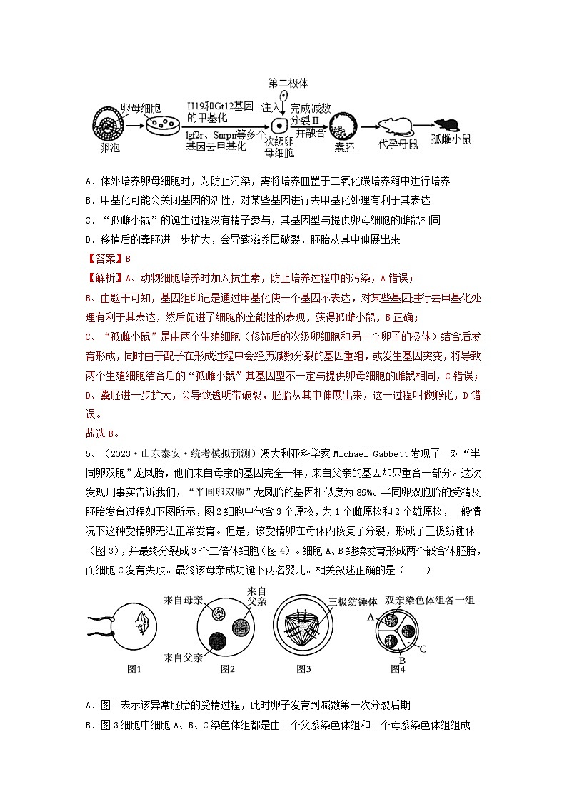专题33 细胞工程和胚胎工程（精练）-备战高考生物一轮复习串讲精练（新高考专用）03