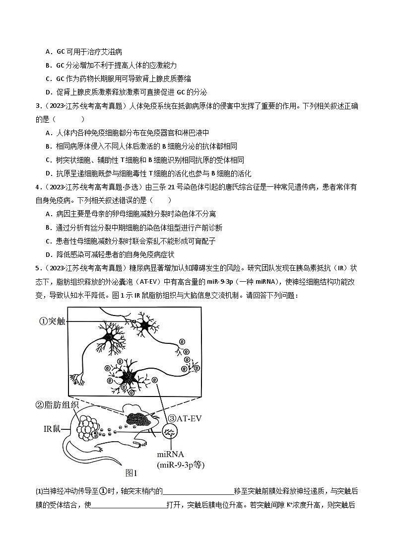 专题20 动物生命活动调节的综合（原卷版）第2页