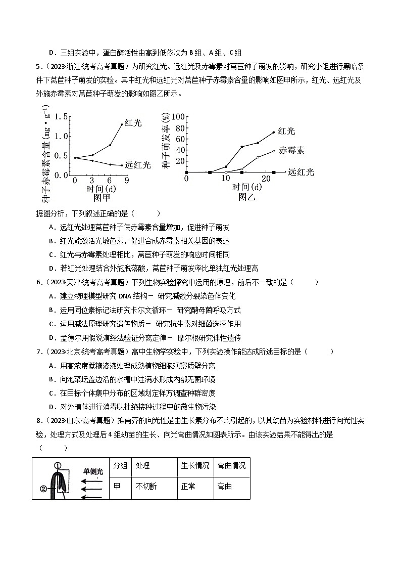 专题26 实验与探究-十年（2014-2023）高考生物真题分项汇编（全国通用）03