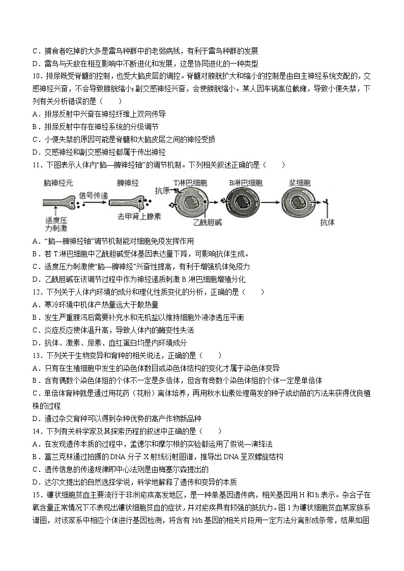 2024届安徽省安庆二中高三第四次教学质量检测生物试题第3页
