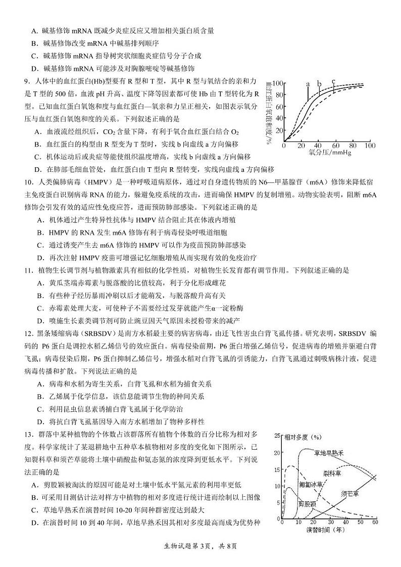 2024年山东省普通高中学业水平等级考试适应性测试（一）生物试题+03